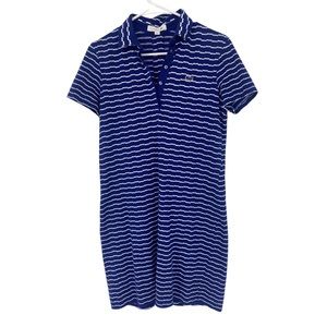 Lacoste blue & white striped mini knit polo dress